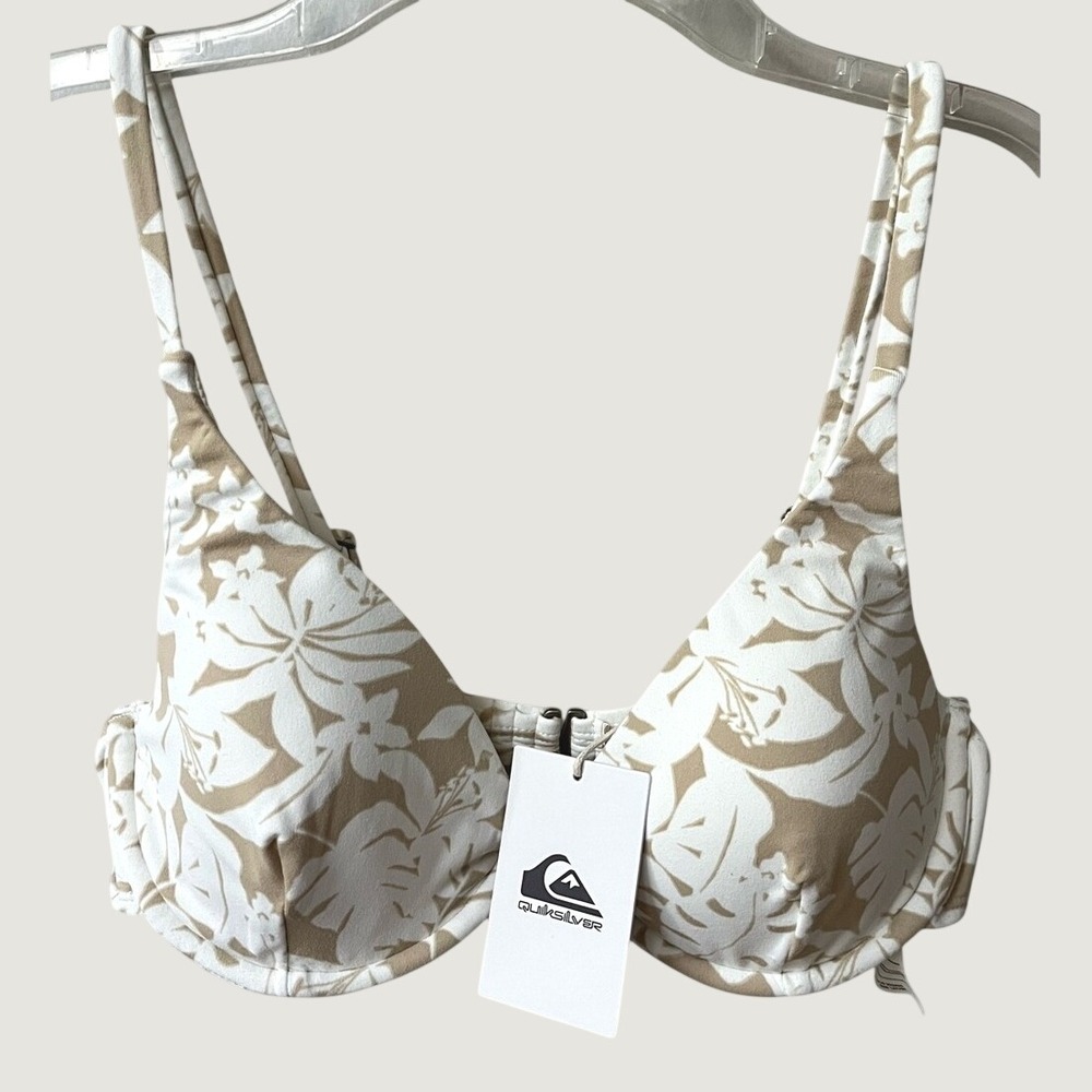 Quiksilver Underwire Bikini Top Tanner Paradise Print Medium Warm Sand NWT